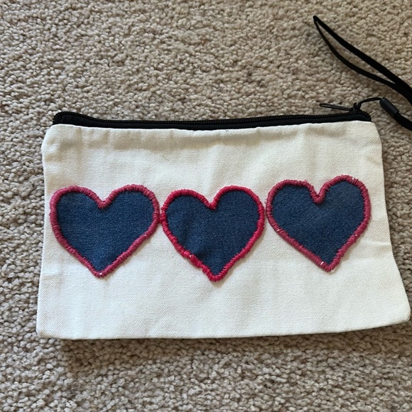 Hand Crafted Handbags - Hand crafted COPY - Canvas Pouch with Blue Floral 'D'